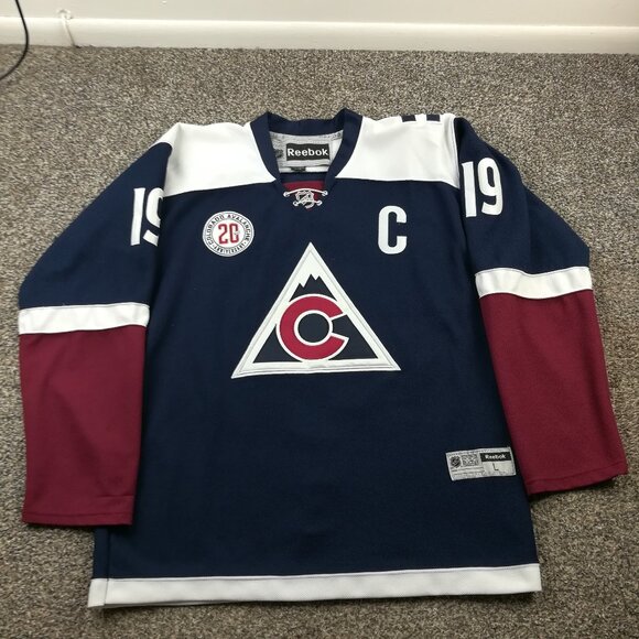 Joe Sakic Colorado Avalanche Jersey Reebok 20th Anniversary Patch Mens Large